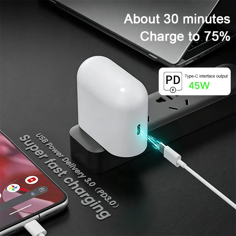 High-Speed 45W PD USB-C Charger with Charging Cable