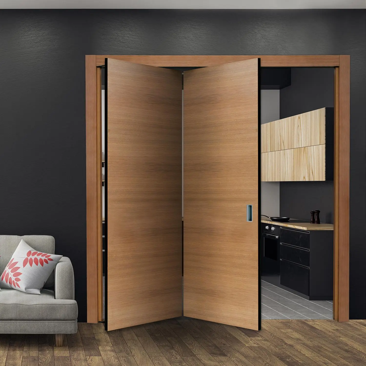 High quality modern wooden material entrance door customized pivot door for villa 4