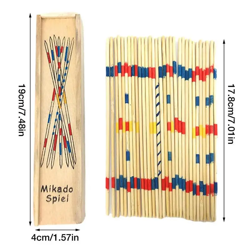 Wooden Pickup Sticks Educational Wooden Traditional Mikado Spiel Pick Up  Sticks With Box Game Spillikin Game Stick