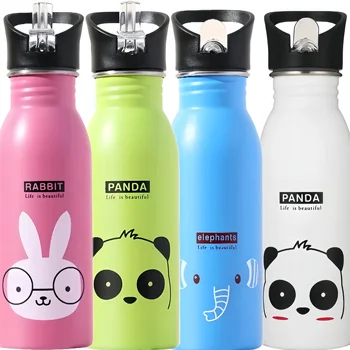 500ML Kawaii Children's Stainless Steel Sports Water Bottles Portable Outdoor Cycling Camping Beach Water Bottle Kids Drinkware