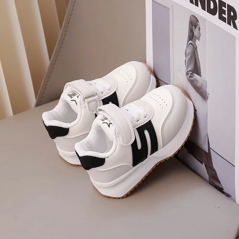 Four Seasons Children's Sneakers Brown Leather Fashion Lightweight Boys Girls Board Shoes 2-6 Years Old Kid Baby Casual Shoes 3