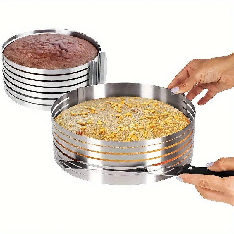 1pc Adjustable Stainless Steel Cake Slicer Ring 7 Level Precise Cake Cutter For Perfect Slices Two Size Options 6 8 Inch Easy To