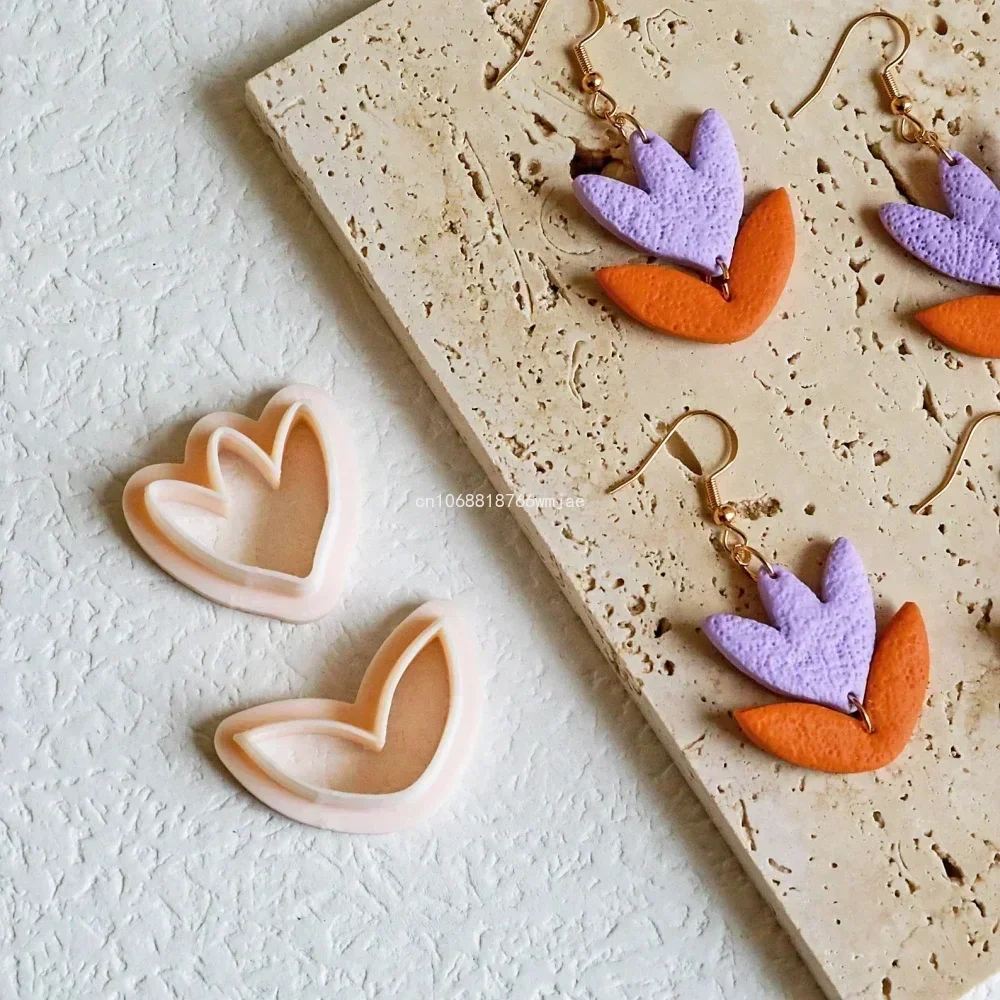 Leaves Shape Polymer Clay Earring Cutters Green Plant Flowers Dangle Clay Embossing Moulds for Handmade Jewelry Pendant Making polymer clay cutter silicone mold