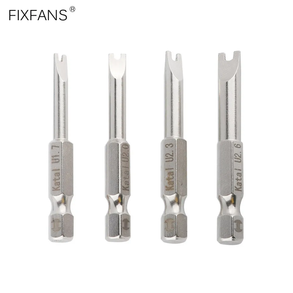 

4Pcs Alloy Steel Screwdriver Drill Bits Set 50mm 1/4 Inch Hex Shank U-shaped U Fork Magnetic Bit M1.7 M2.0 M2.3 M2.6