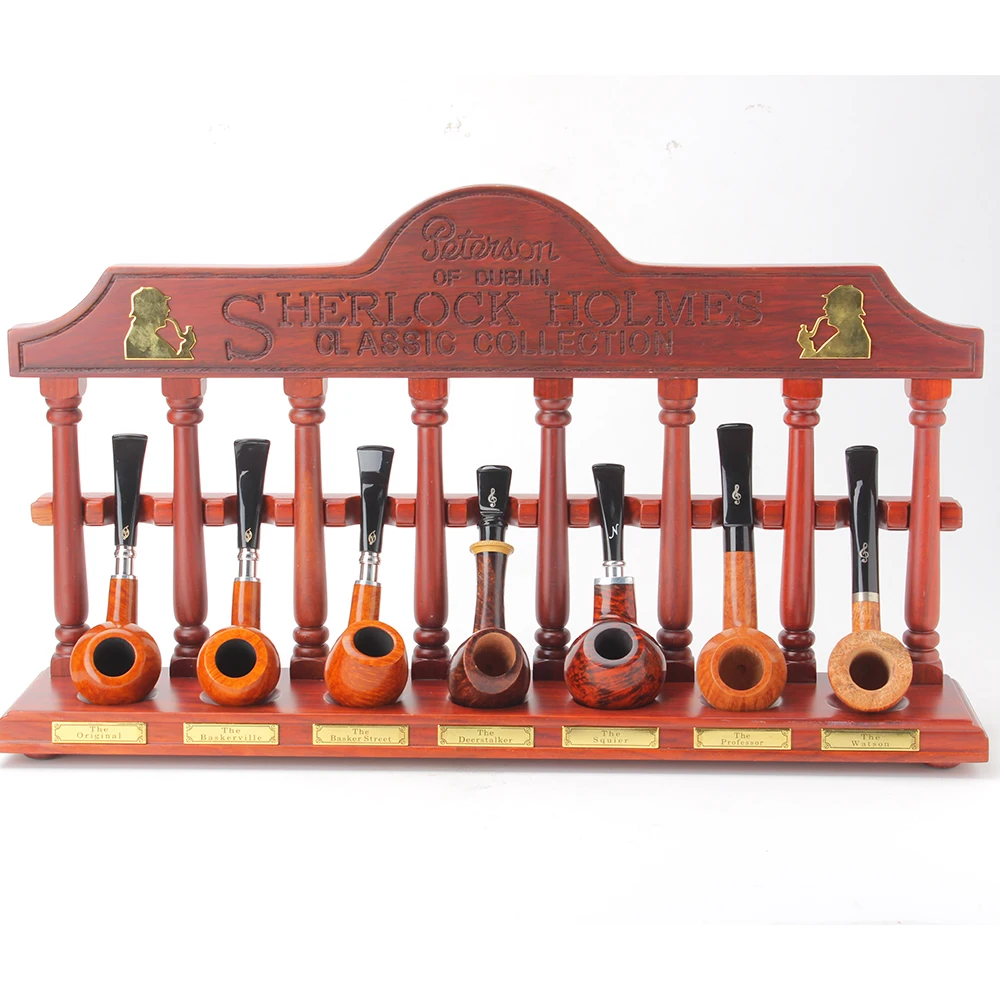MUXIANG 7-position tobacco pipe wooden frame Imported rosewood wooden frame Desktop vertical ornament L：470mm W : 90mm H : 270mm