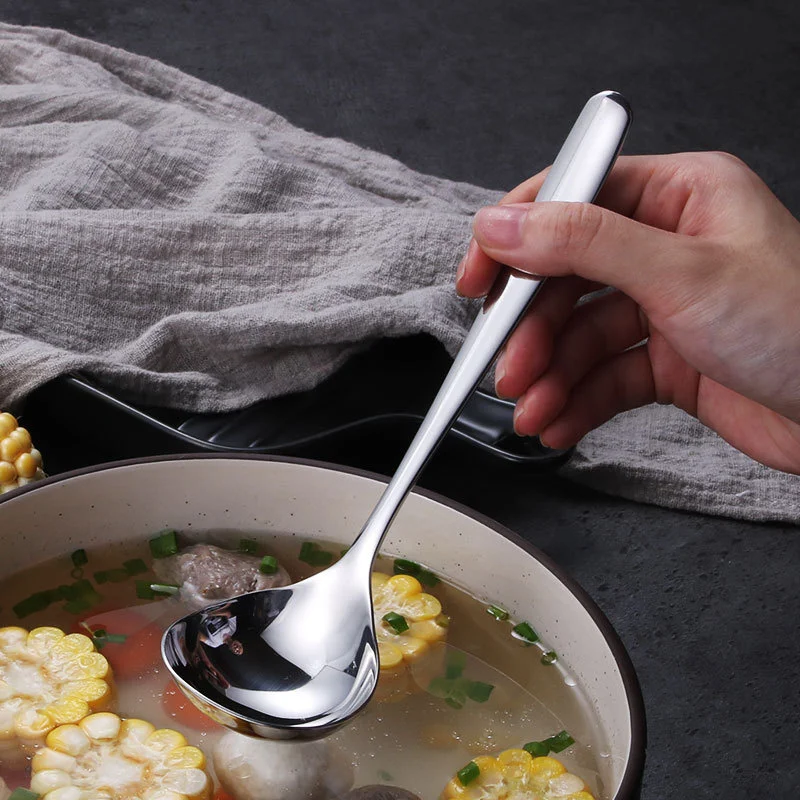 

1 Pcs Stainless Steel Rice Spoon Multifunctional Korean Style Long Handle Deepened Padded Soup Scoop Household Kitchen Gadgets
