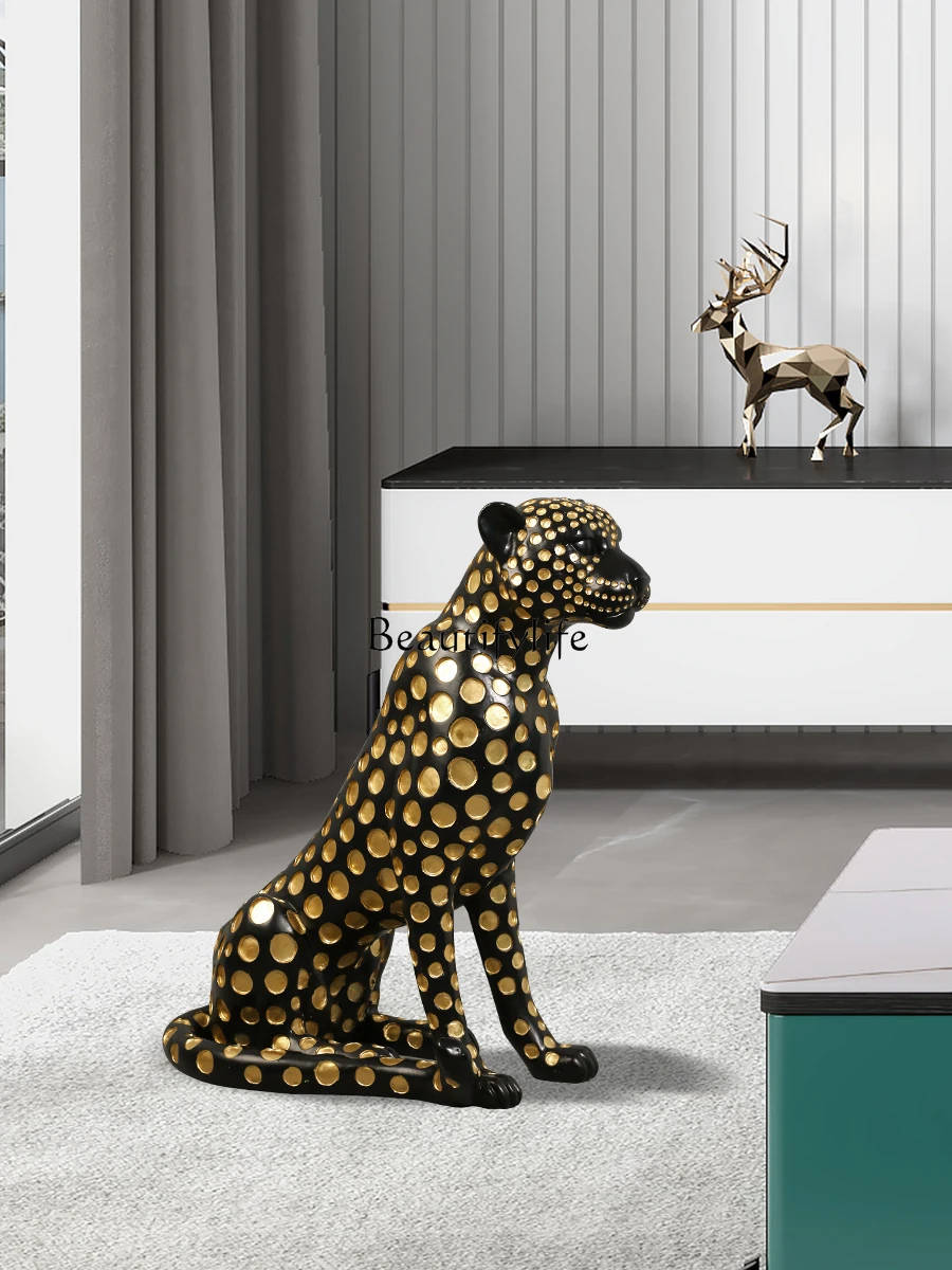

Creative Leopard Floor Big Decorations Office Tea Table beside Sofa Ornament