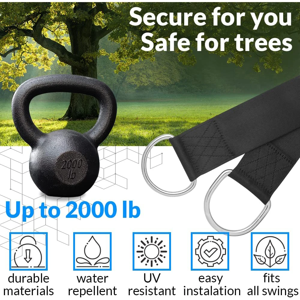 Tree Swing Straps Hanging Kit Heavy Duty Camping Hammock  (2000 LB)  with Safety Lock Carabiners for All Swing Types Outdoors 3