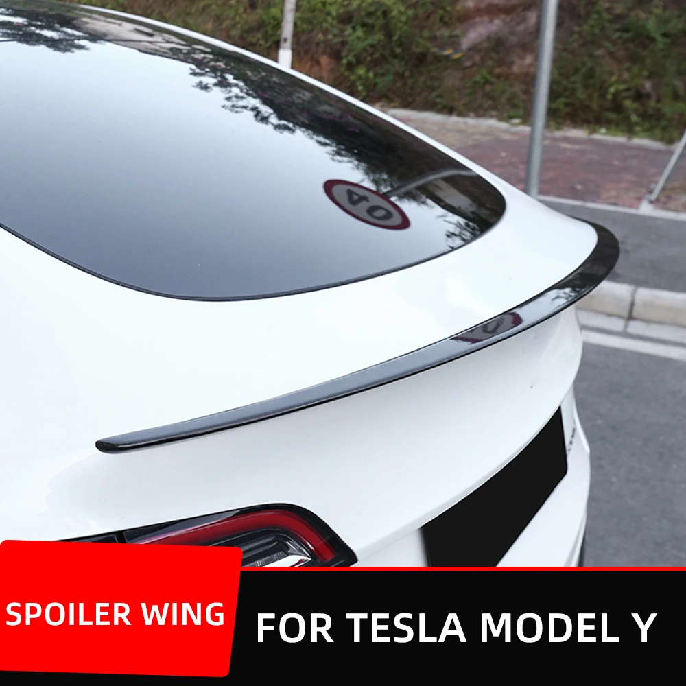 

Rear Trunk Lid Boot Lip Spoiler Wings For Tesla Model Y 2021 2022 Carbon Fiber Matt Black ABS Ducktail Accessories Styling Part