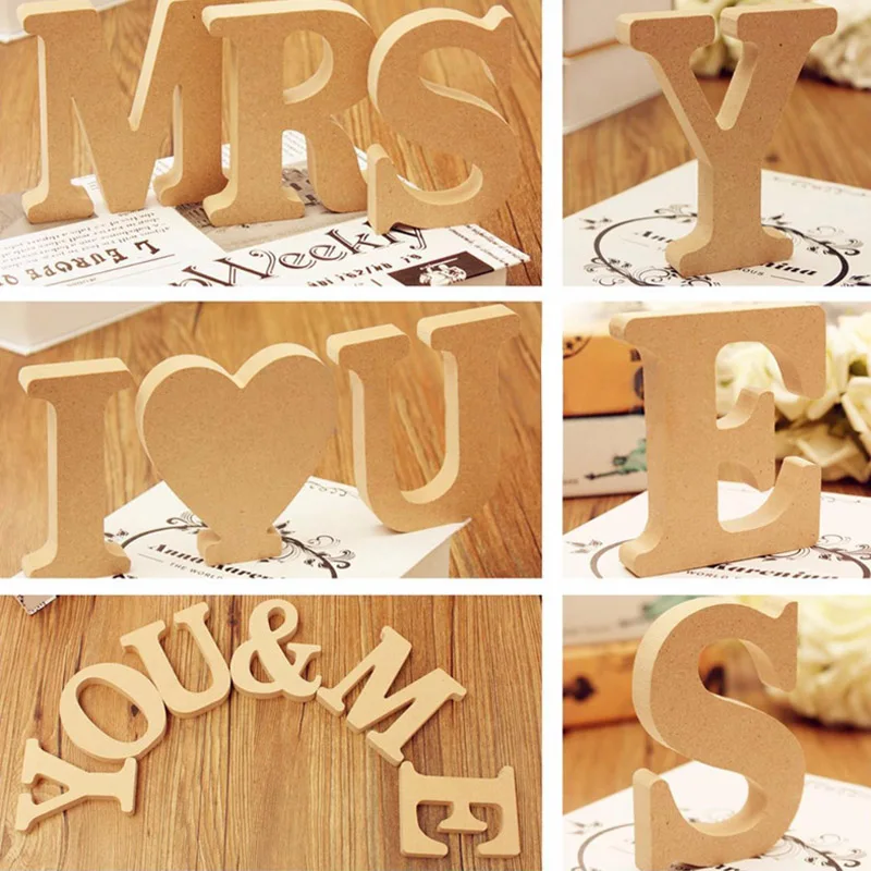 Wood Wooden Letters White Alphabet Wedding Birthday Party DIY Free Standing Name Party Home Decor New Year Design Wood Alphabets