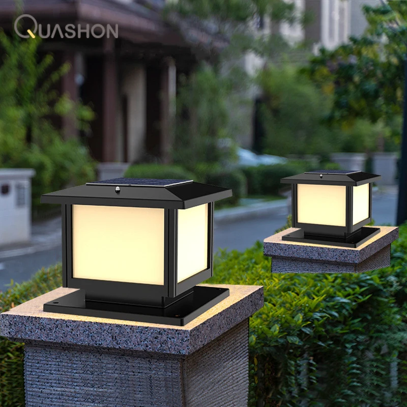 Solar LED Pillar Lamp Villa Fence Gate Post Lighting Solar Panel Waterproof Wall Lamp ABS Yard Plastic Outdoor Garden Light site gate