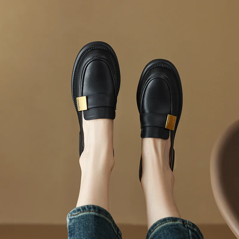 2023 Spring Women's Loafers PU Leather Shoes Square Toe Chunky Heel Shoes for Women Solid Low Heel Women Pumps Lace-up Shoes