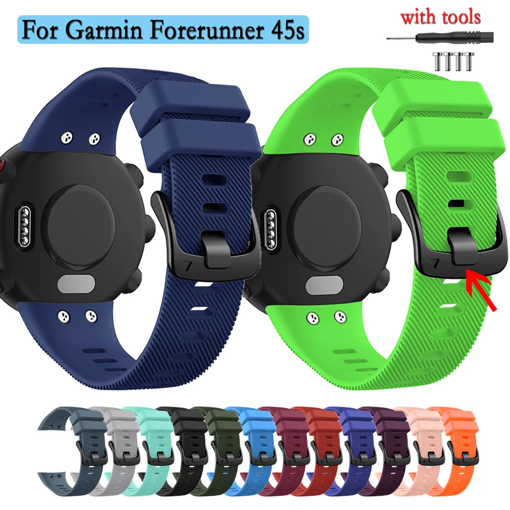 

Оригинальный силиконовый ремешок для наручных часов Garmin Forerunner 45S с инструментами 18 мм браслет с черной пряжкой Регулируемый ремешок Correa