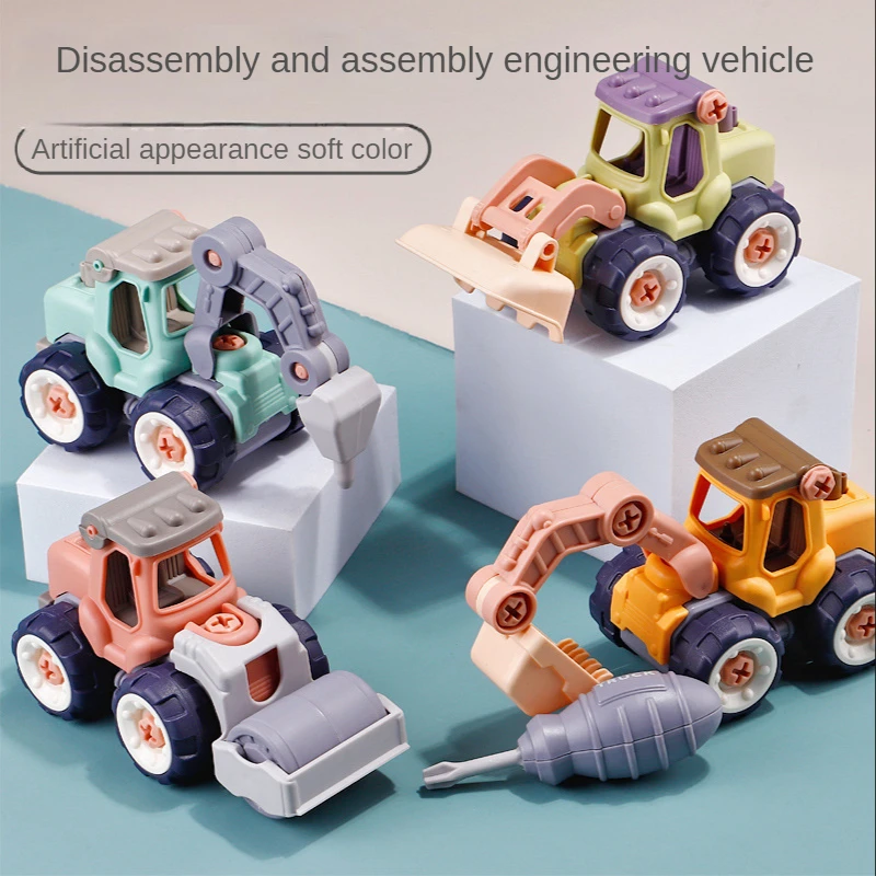 Creative Minuature Truck Loading Unloading Plastic DIY Truck Toy Assembly Engineering Car Set Kids Educational Toy For Boy Gifts