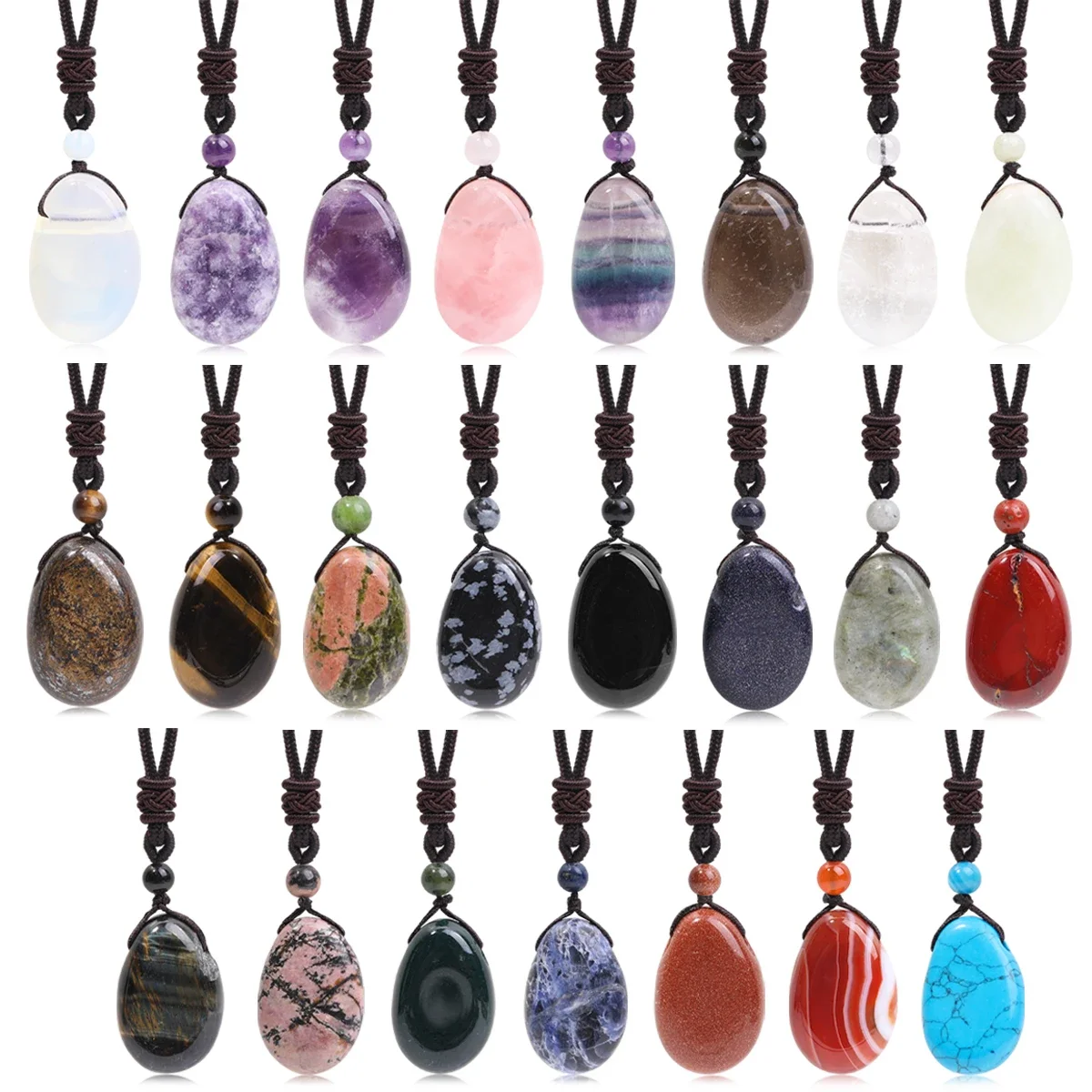 Natural Gemstone Amethyst Rose Quartz Clear Quartz Necklace Pendants For Men And Women Health Wealth Jewelry - 2