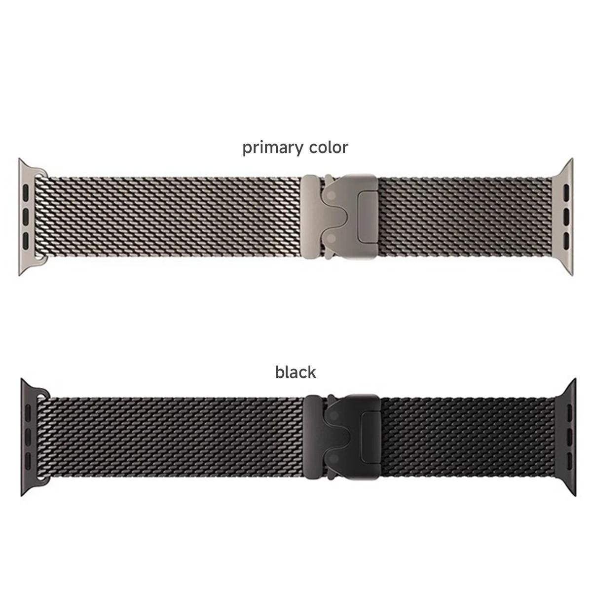 Natural Titanium Milanese Loop Strap with Parachute Buckle