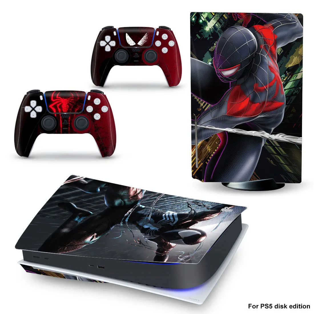 Marvel Vinyl Decal Skin Sticker Cover for PS5 Disk Skin Sticker Console and 2 DualShock Controllers Full Game Accessories