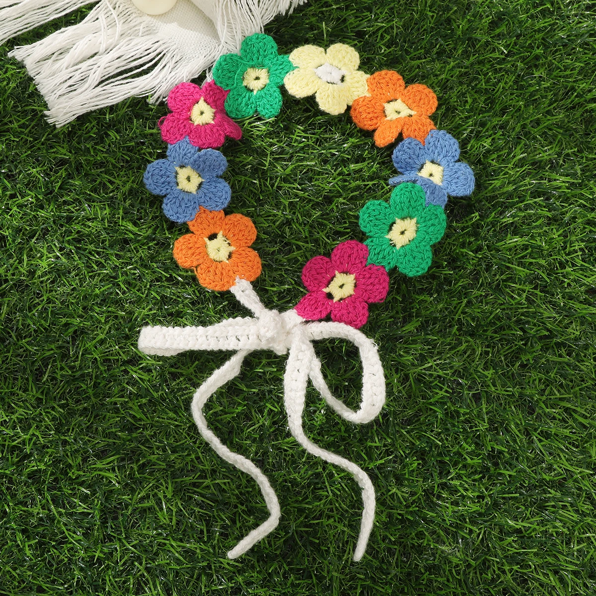 Knitted Flower Headband Colorful Beach Hawaii Hair Accessories Turban Bandage Bandana Ladies Travel Styling Headwear Headwarps