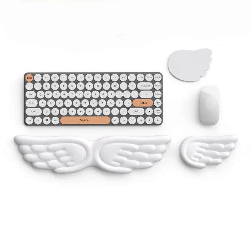 Ergonomic Mouse Pad Wrist Rest Waterproof Leather Office Wrist Rest Pad with Wings Design Keyboard Hand Rest