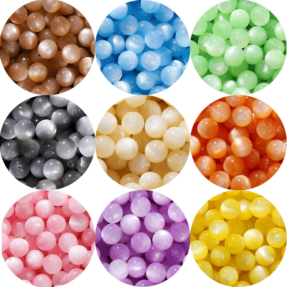 Resin Imitation Cat Eye Round Beads for Handmade Making Jewelry Diy Bracelet Necklace Accessories 10/20Pcs/Lot 8/10/12mm