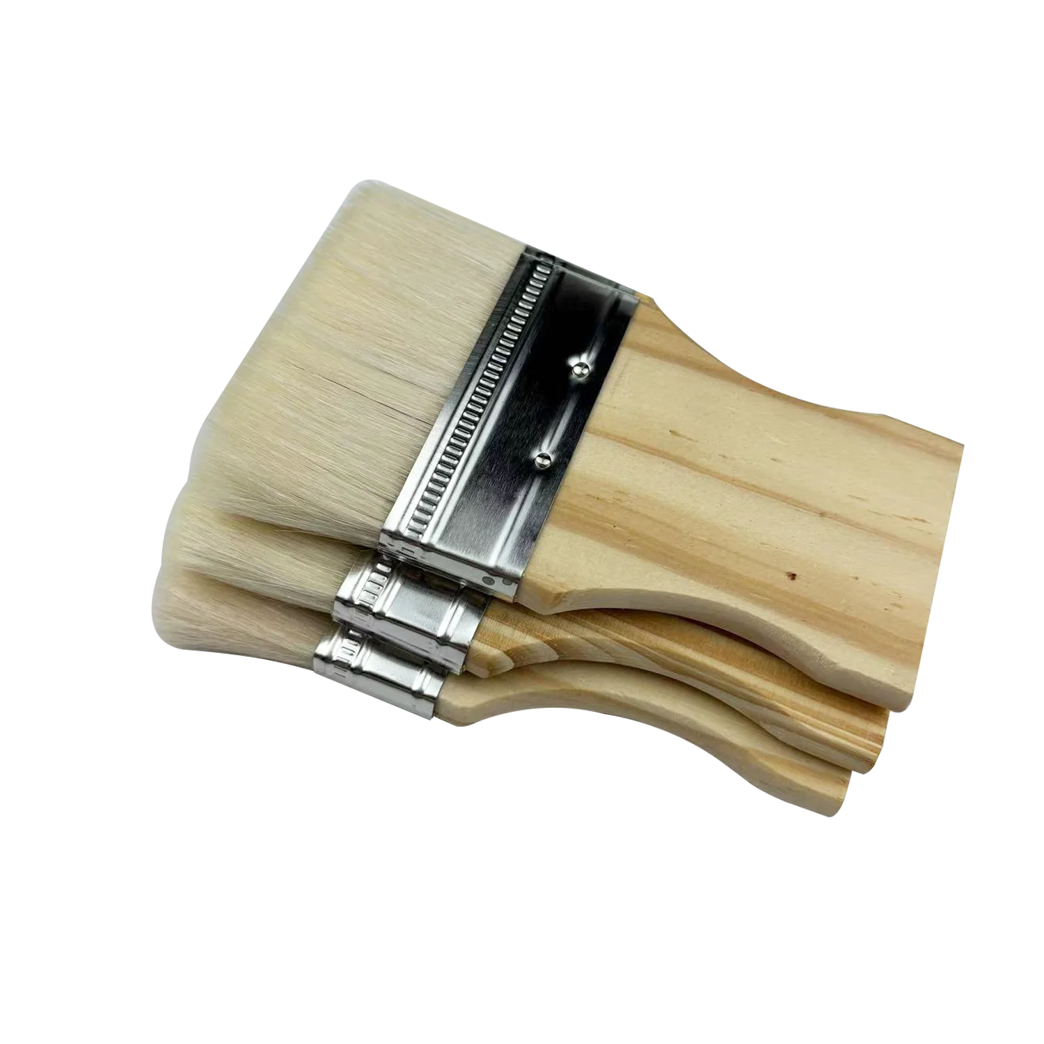 고품질 양모 평붓 3개 세트, 유화 및 아크릴 페인팅용, 천연 나무 손잡이와 금속 페룰 포함