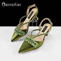 Élégance festive: sandales à bout pointu de haute qualité pour femmes, chaussures à dos à bandoulière Design à la mode pour fête de mariage 1