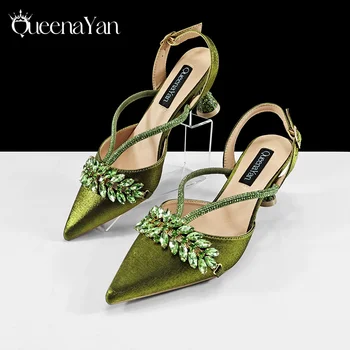 Festive Elegance:High Quality Pointed Toe Women's Sandals Fashion Design Sling backs Shoes For Wedding Party 1