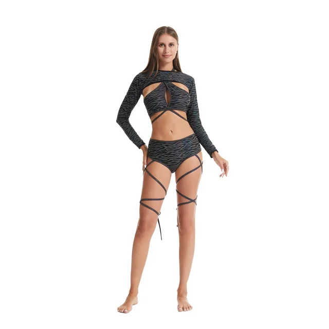 Reflective Holographic Bikini 3 Piece Set 4