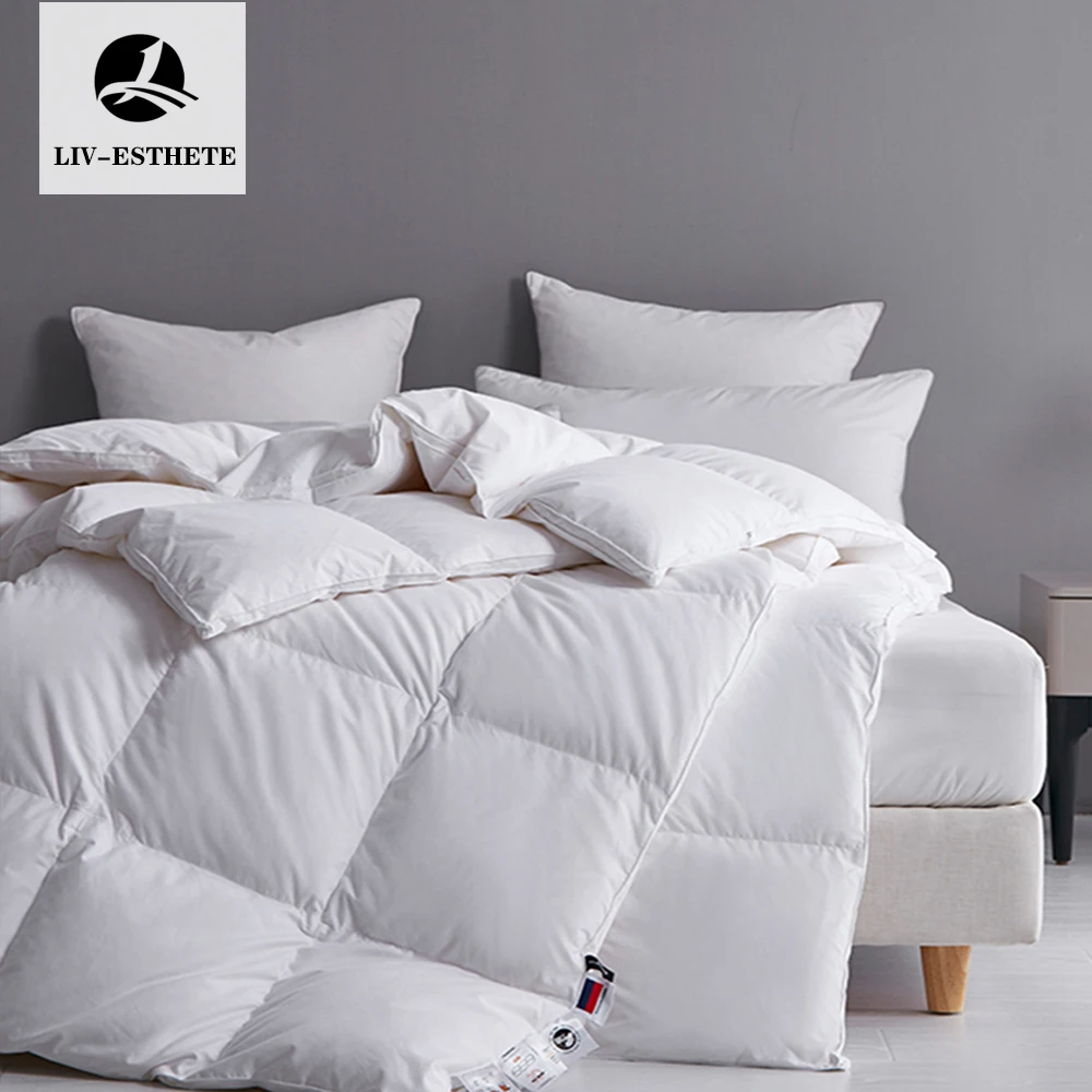 

Liv-Esthete Noble 100% Goose Down Quilt Soft Comforter Warmth Duvet Double Queen King 100% Cotton Shell Blanket All Season 1PCS