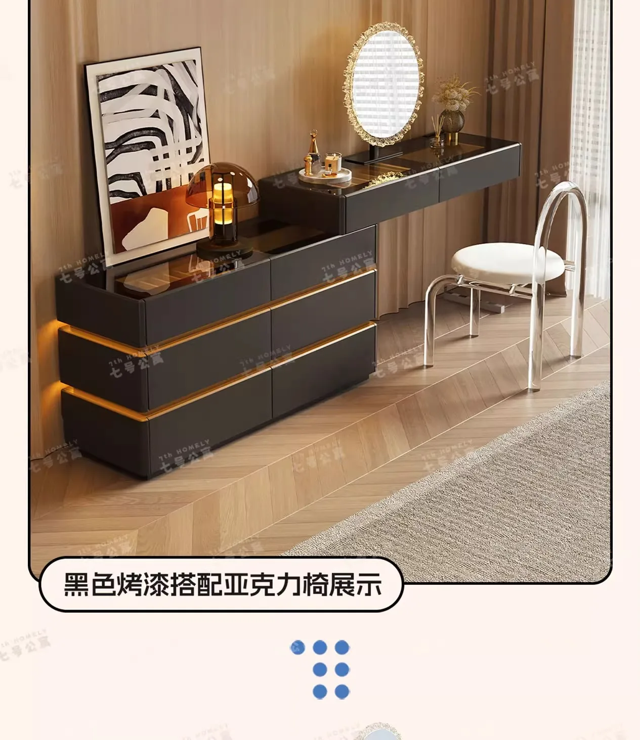 Nordic Solid Wood Dressers Bedroom Modern Dressing Table Drawer Integrated Home Small Apartment Makeup Table with LED Mirror