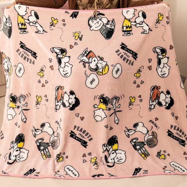 Manta de Snoopy, manta cálida con estampado de Snoopy Charlie, funda de almohada, manta de Franela cálida, regalo para niña 5