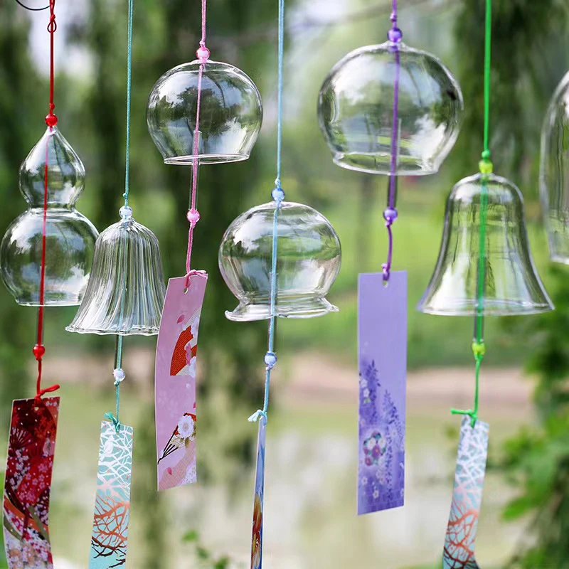 Japanese Style Glass Wind Chimes Window Hanging Pendants Outdoor Decorative Wind Bell Yard Garden Wind Chime