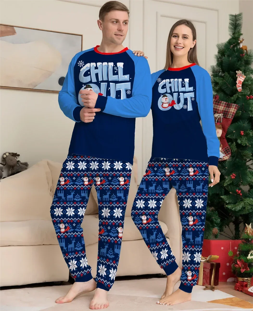 Letter Patchwork Print Christmas Pajamas Family Matching Outfits Parent-child  Clothing 2 Set Baby&Dog Romper Pjs Xmas Look 2