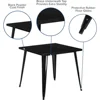 Commercial Grade 31.75" Square Black Metal Indoor-Outdoor Table 4
