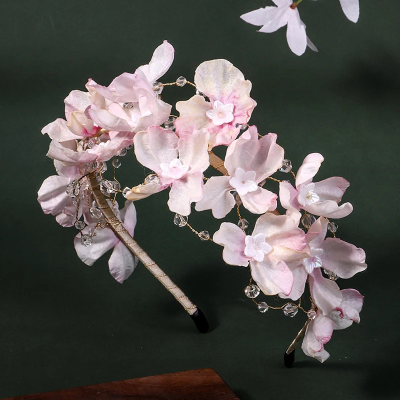 Pink Flower Wreath Hair Bands Classic Crystal Headband Wedding Hair Accessories Birthday Party Tiara Popular Headdress hair accessories bridal hair accessories