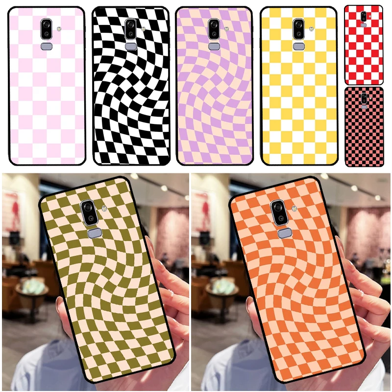 Checkerboard Pattern Mustard Yellow For Samsung Galaxy J5 J3 J7 2017 J1 A3 A5 2016 J4 J6 Plus A6 A8 A7 A9 J8 J2 Core 2018 Case