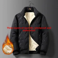 Loose Men's Cotton Jacket Lamb Velvet Winter Thickened Warm Windproof Waterproof Casual Style Fleece Lined Outerwear
