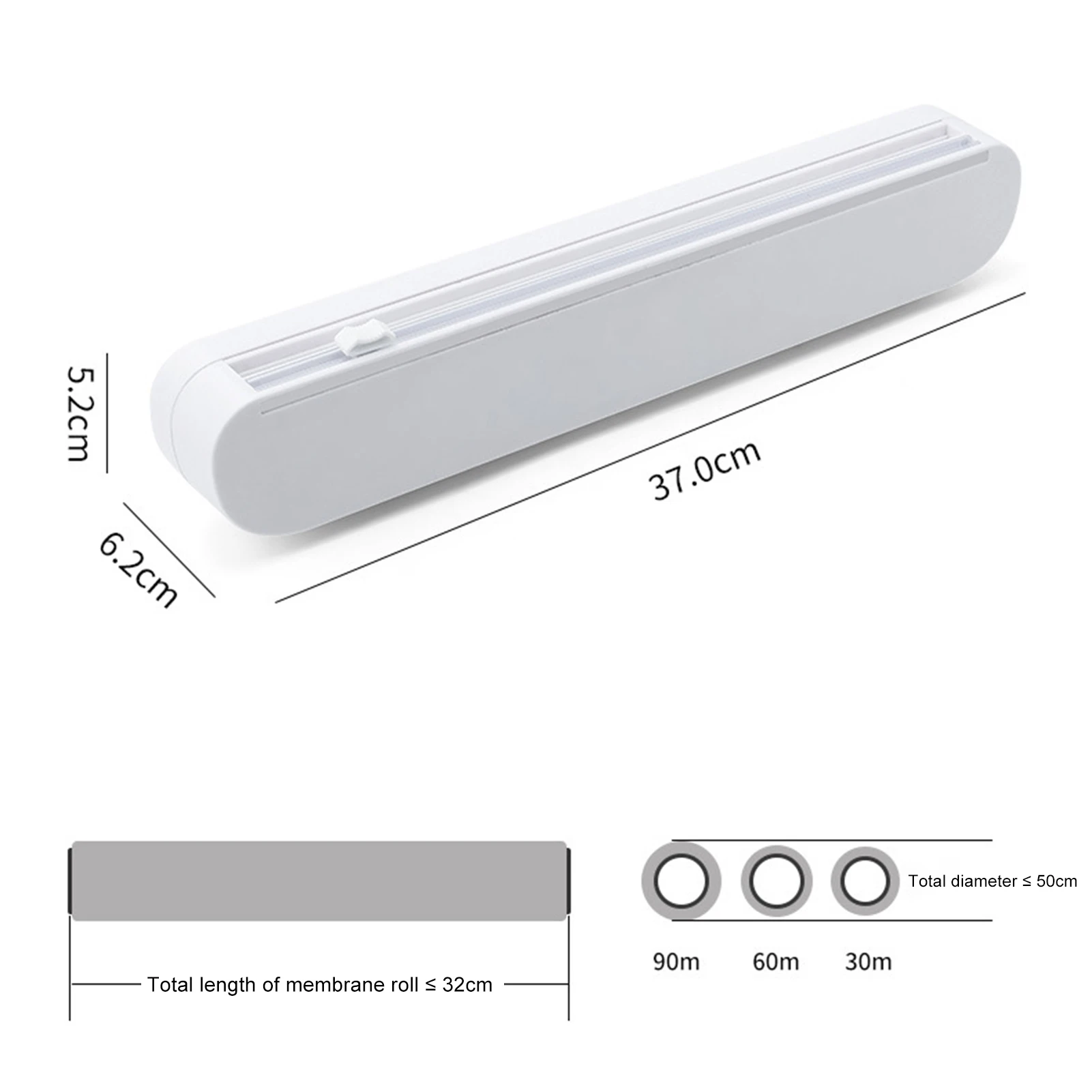 

Plastic Wrap Dispenser with Cutter Built-in Blade Smooth Cutting Dispenser for Home Bars Restaurants