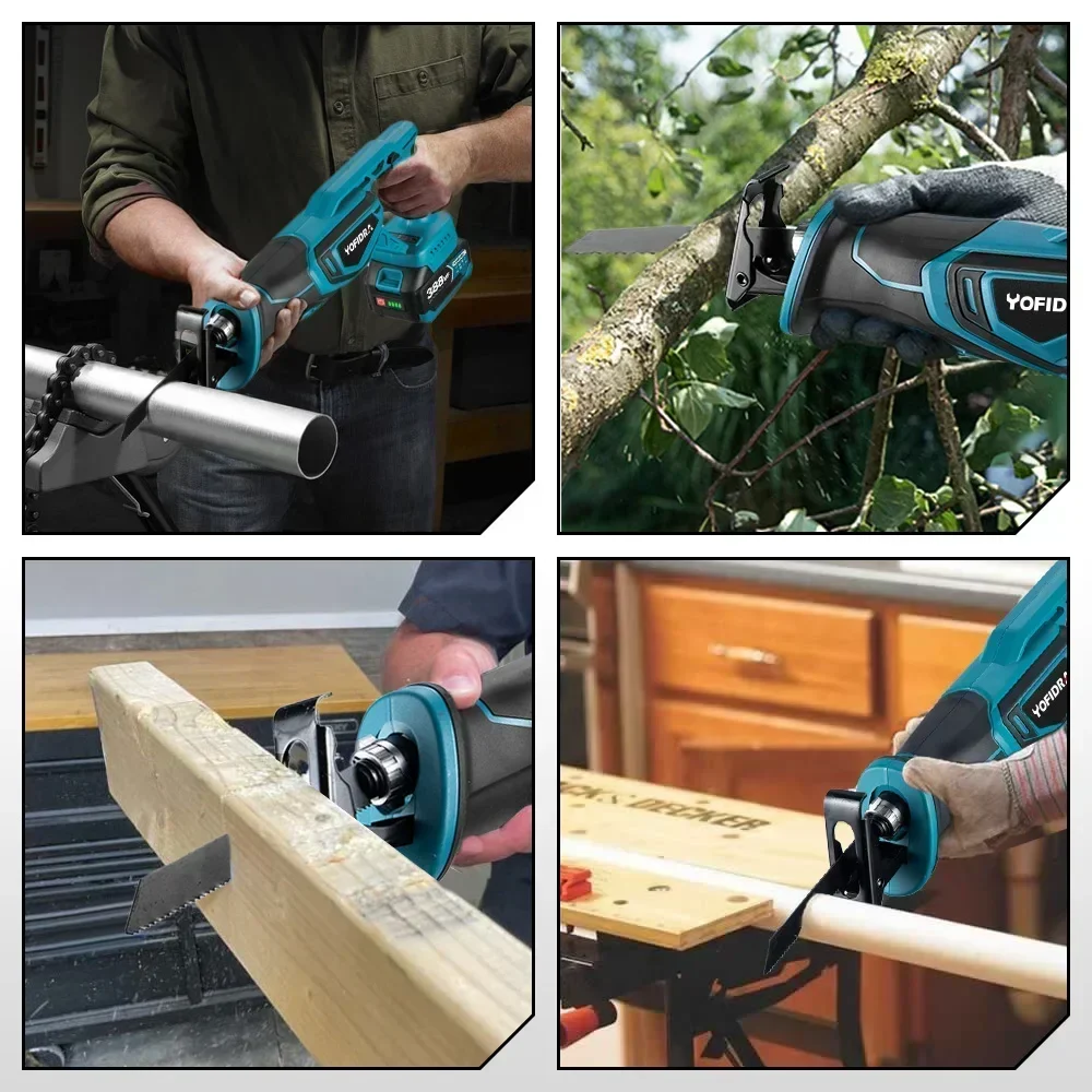 18V Brushless Reciprocating Saw Electric Saw Wood Metal PVC Pipe Materials Cutting With 4 PCS Saw Blades For Makita 18V Battery 5