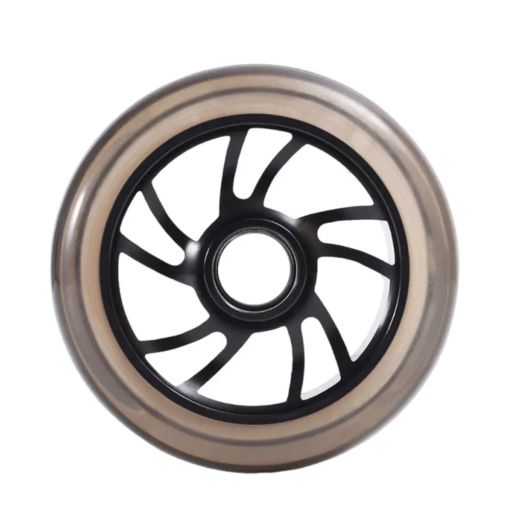 조용한 100/110mm 스쿠터 바퀴 컬러풀한 PU 두꺼운 스턴트 스쿠터 바퀴 알루미늄 합금 안정적인 스쿠터 액세서리 성인용 어린이용