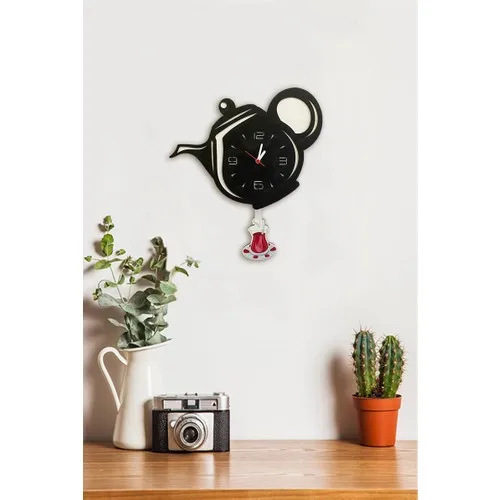 The Present Black Teapot Dangle Sarkaçlı Kitchen Wall Clock | Дом и сад