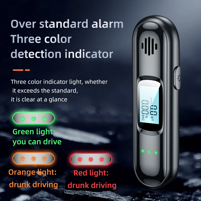 Alcohol tester New portable non-contact alcohol tester breathalyzer Rechargeable with LED screen digital display automatic breath alcohol test