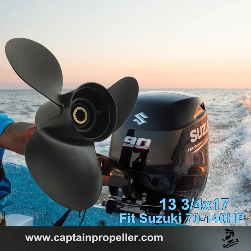 

Captain Outboard Propeller 13 3/4x17 Fit Suzuki Outboard Boat Engine DF70A DF80A DF90 DF100 DF115 DF140 15 Tooth Spline Aluminum