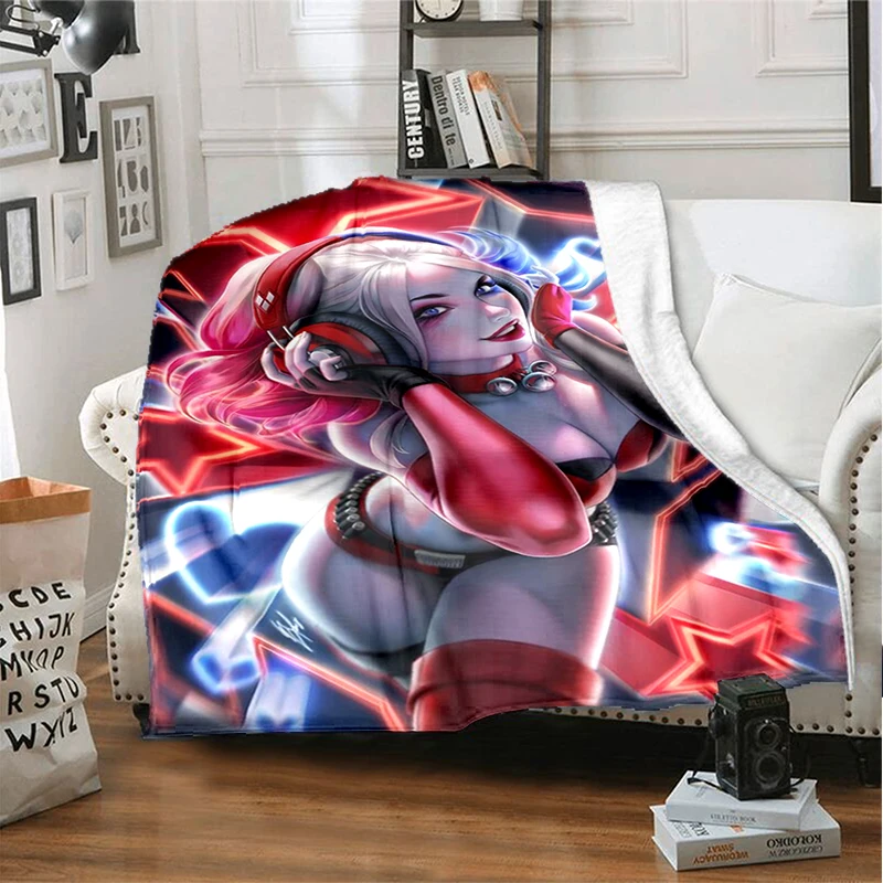 

Cartoon, anime, suicide team, ugly girl, printed fashionable flannel blanket, living room, bedroom, bed, sofa,insulation blanket
