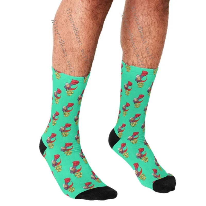 

Men's Funny socks happy Father's day I AM A SUPER DAD Socks harajuku Men Happy hip hop Crew Casual Socks Gift for Father