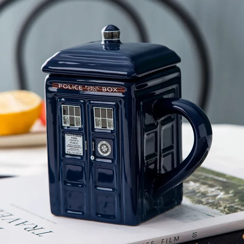 Doctor Who Tardis Creative Police Box Mug Funny Ceramic Coffee Tea Cup Con Cucchiaio Confezione Regalo In Blue And Milk Drinks Tazza Per La Colazione