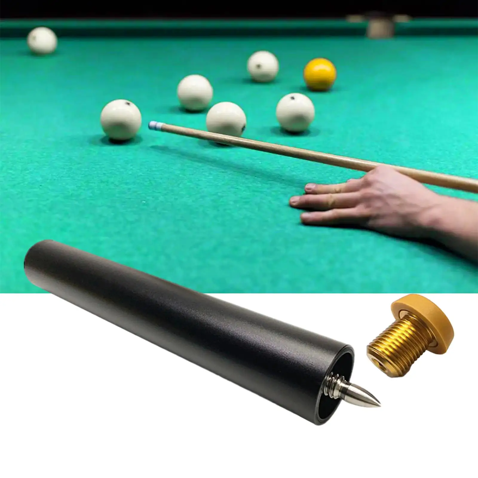 Pool Cue Extender Tool Ultralight Aluminum Alloy Length 8inch Cue End Lengthener for Athlete Snooker Adult Beginners Accessories