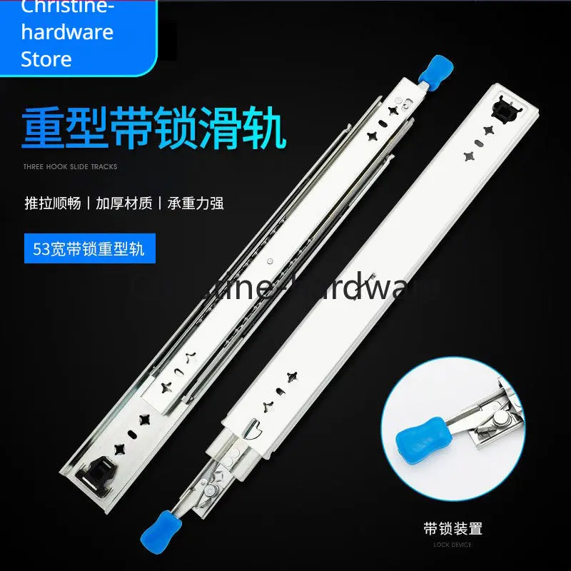 

Drawer Runners with Lock 10 to 50 inch Ball Bearing Three Fold Full Extension Heavy Duty Slide Rail Drawer Slides Hardware