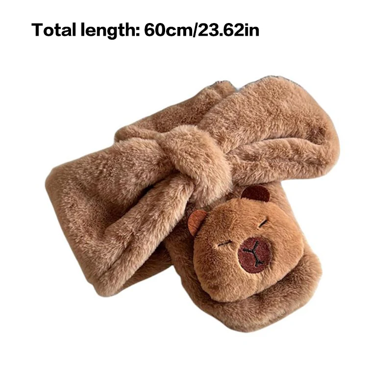 Sevimli Kapibara Peluş Eşarp Sonbahar Kış Soğuk geçirmez Sıcak Eşarp Tatlı Rüzgar Geçirmez Kalınlaşmış Çapraz Boyun Moda Aksesuarları Kız Hediye