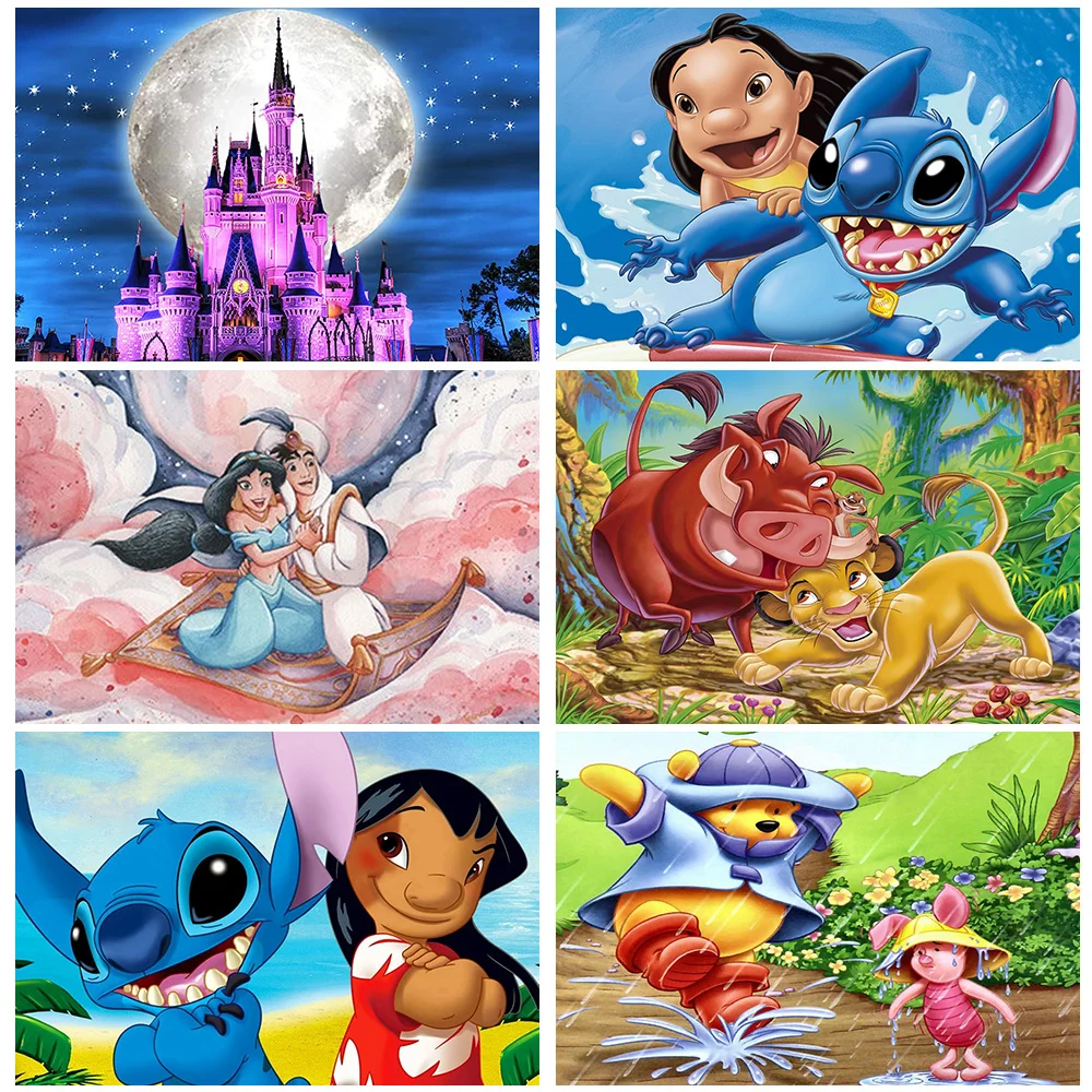 5D Diamond Painting Lilo Stitch Disney Cartoon Castle Art Embroidery Rhinestone Diy Cross Stitch Set Hobby Home Decor